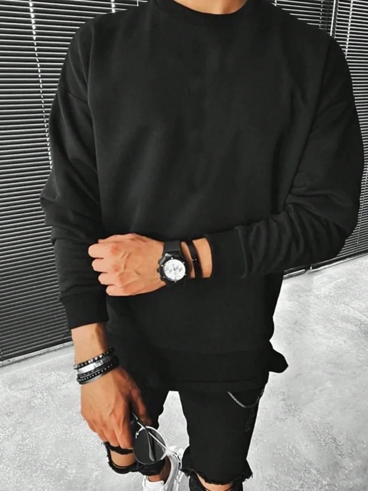 سويت شيرت رجالي كاجوال بطباعة شجرة جوز الهند وأحرف كتف منسدلة فضفاضة برقبة دائرية عصرية ومناسبة لهدايا العطلات #2