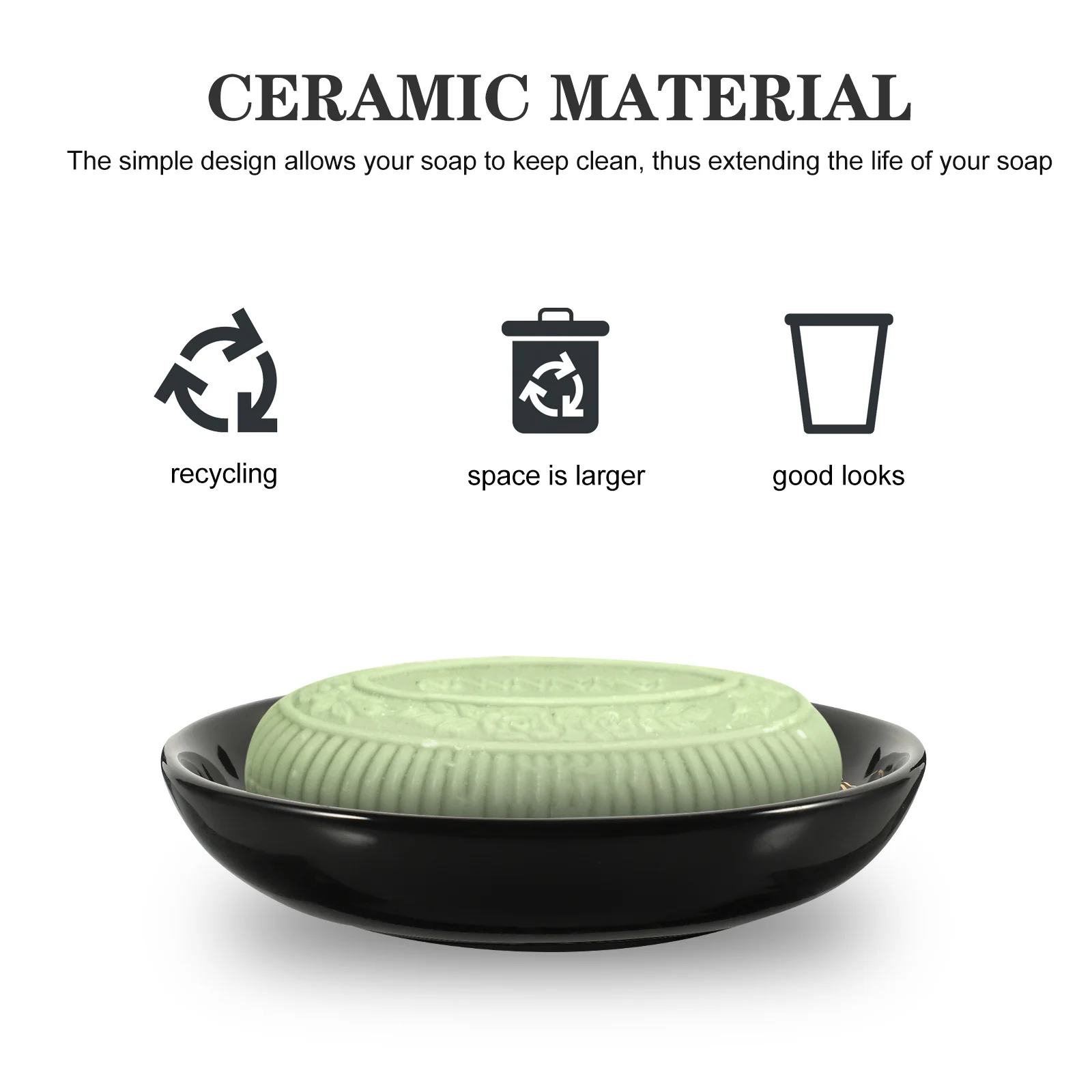

Стильная овальная мыльница из высококачественной керамики, устойчивая к сколам, идеально подходит для душа, раковины или столешницы.