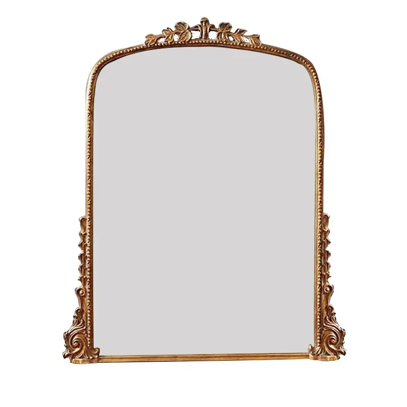 French retro makeup mirror dresser large desktop fireplace wall-mounted Internet celebrity carved extended decorative mirror