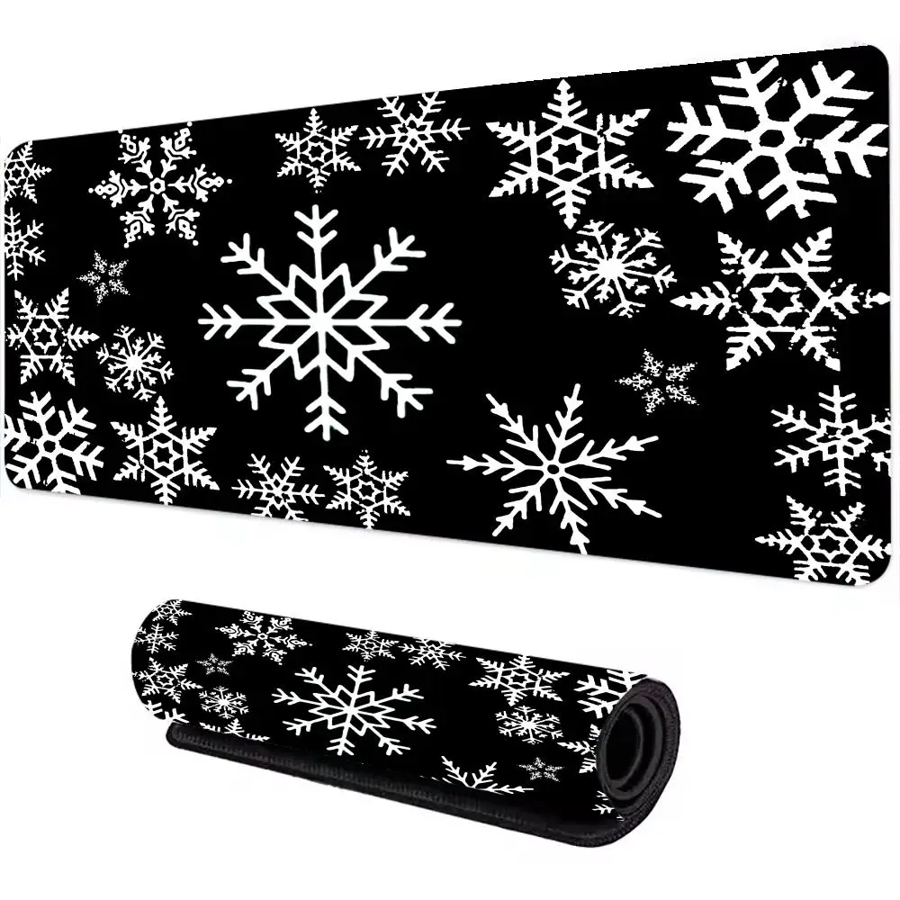 

Коврик для мыши с тематикой снежинки, большие коврики для компьютерной офисной игры, настольные коврики XXL, резиновые противоскользящие коврики для игровой клавиатуры, длинные настольные коврики