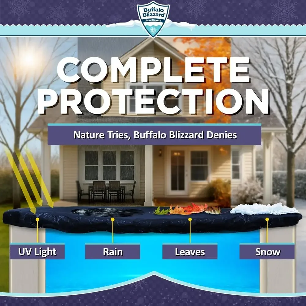 Round Above-Ground Pools Bundle with Reversible Winter Cover and Mesh Leaf Net Cover Kit