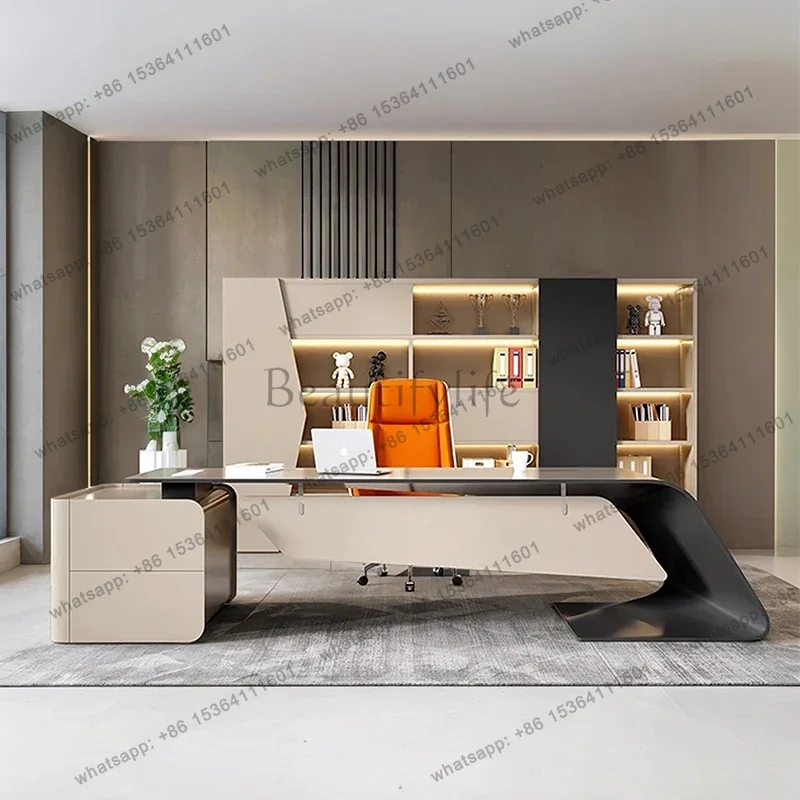 luxury L-shaped Boss Office Desk Modern Organizer Inventory Computer Desk Minimalist European Escritorio Oficina Furniture home