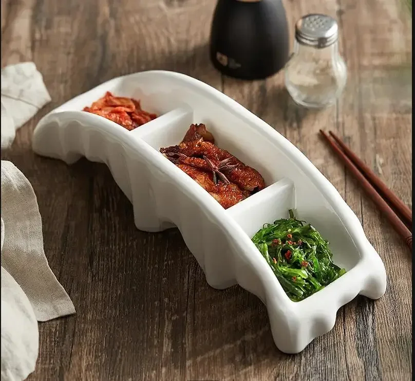 

Керамическая тарелка для суши в форме моста, японский ресторан, боковое блюдо, послеобеденный чай, закуска, десерт, домашняя кухонная посуда