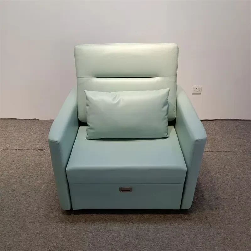 Compact Convertible Sleeper Chair with Adjustable Backrest PU Leather Pull Out Sofa Bed for Small Space Living Room Recliner