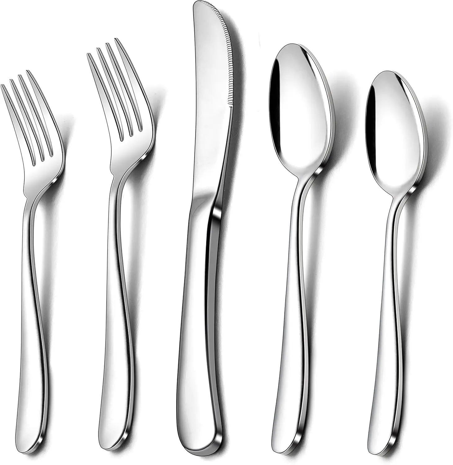 

60-Piece Heavy Duty Stainless Steel Flatware Set for 12, Mirror Finished, Dishwasher Safe