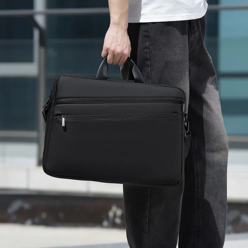 حقيبة كمبيوتر محمول 15.6-17.3 بوصة، حقيبة أعمال، حقيبة كتف للرجال، حزام كتف قابل للتعديل، مناسبة للتنقل اليومي