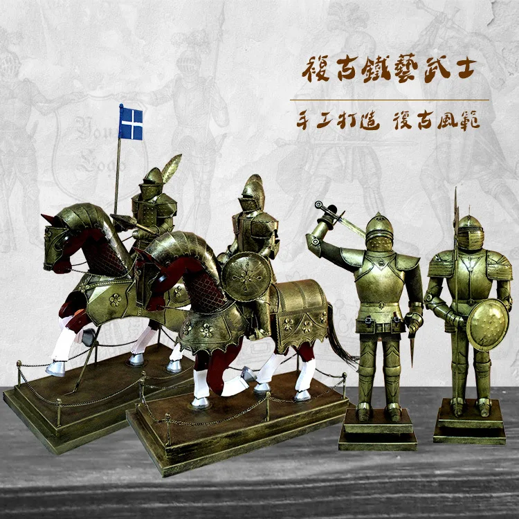 Factory direct sales, handmade retro wrought iron, medieval armor, samurai, window ornaments, decorative handicrafts