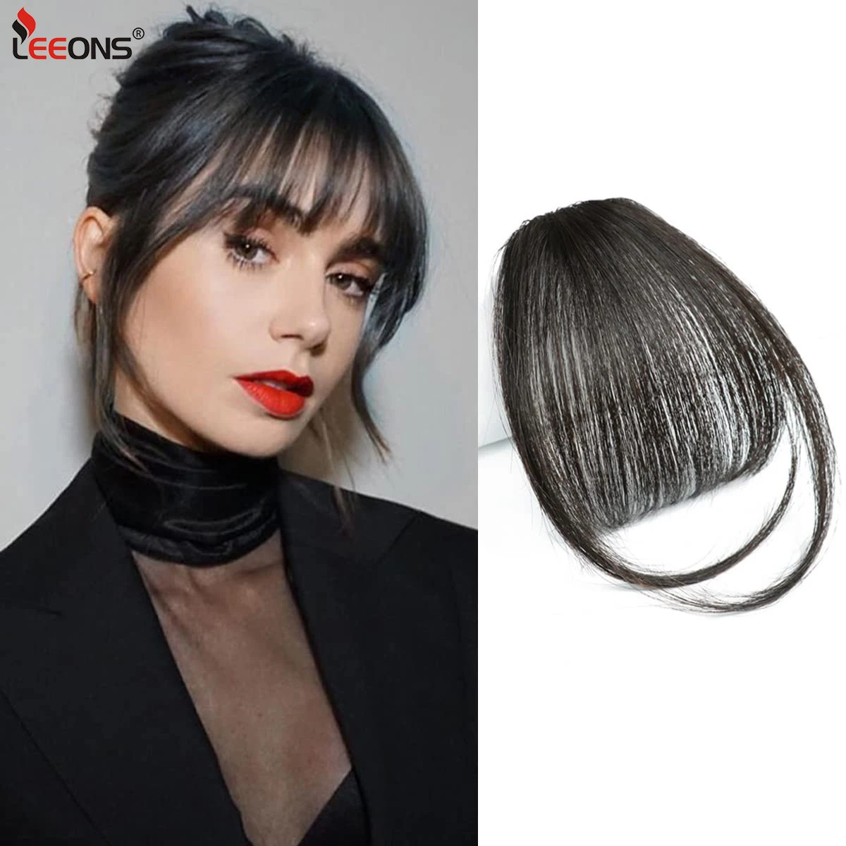 Fake Hair Bangs Natural Air Bangs Wig Clip-In Extensions Synthetic Air Bangs Clip On Wispy Bangs Fringe With Temples Hairpieces