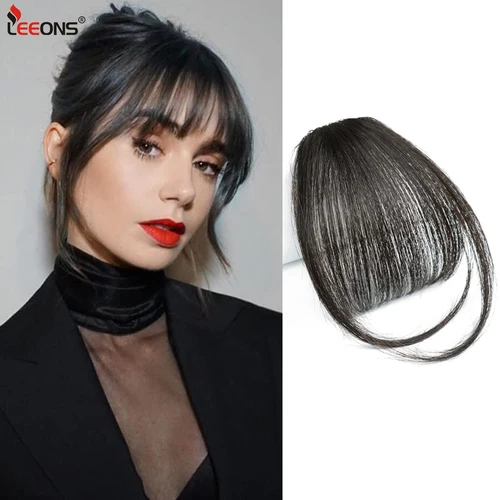 Flequillo de pelo falso, peluca con flequillo de aire Natural, extensiones con Clip, flequillo de aire sintético, flequillo fino con patillas, postizos