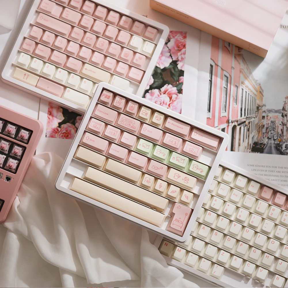 Original Keycap Flower Shop Cute Pig PBT Hot Sublimation 1.7mm Thickened Customized Mechanical Keyboard