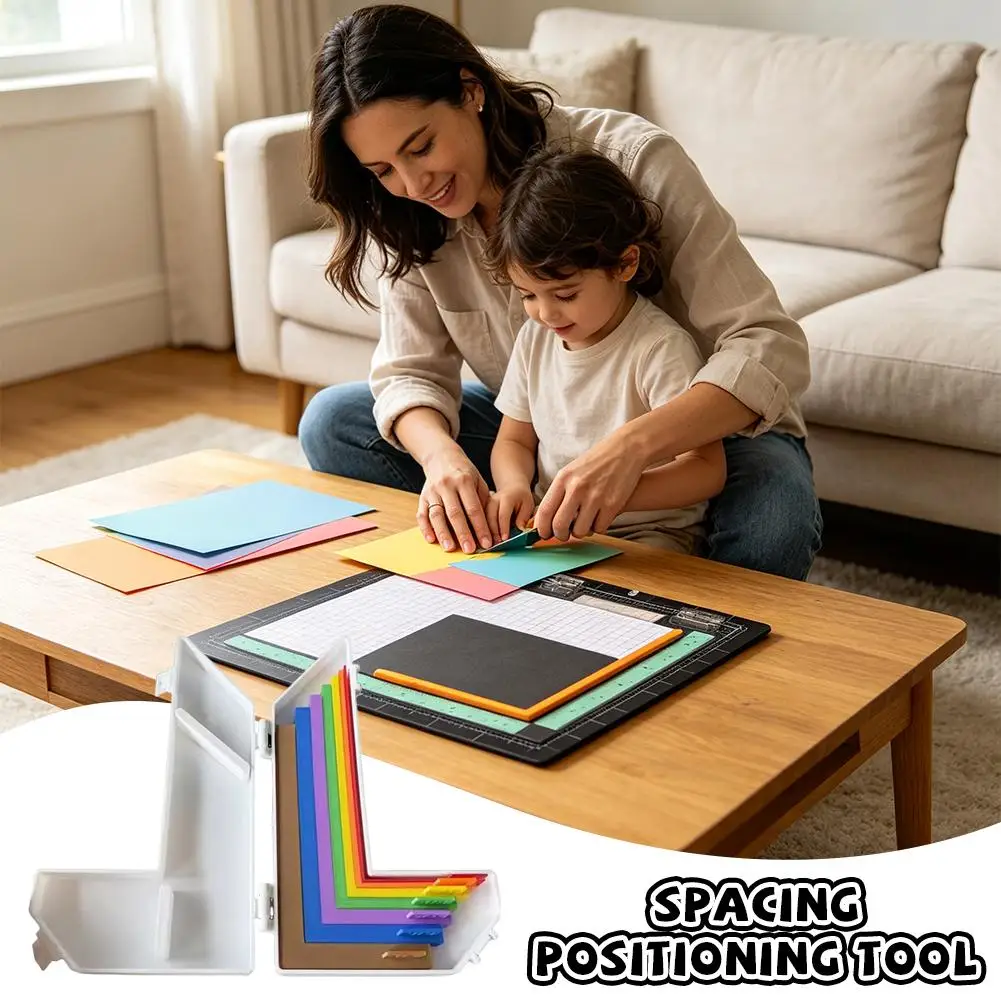 7Pcs Paper Crafting Alignment Guides Set with Storage Case Color Coded Precision Layering Spacers Card Centering Tool DIY