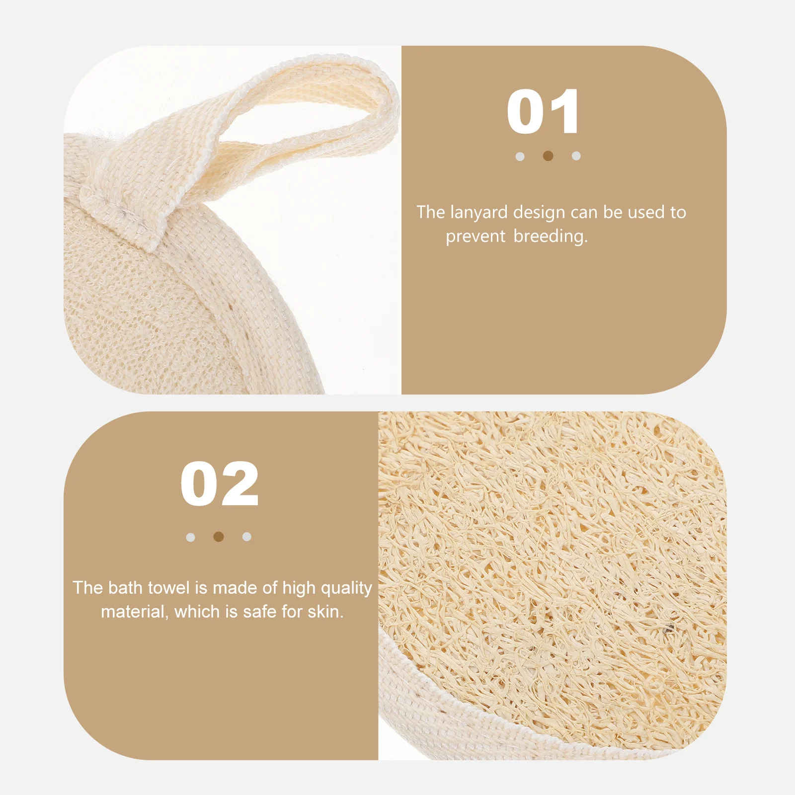 

2Pcs Loofah Bath Towels Reusable Exfoliating Back Scrubber Shower Towel Body Cleaner Bathing Tool Loofah Back Scrubber