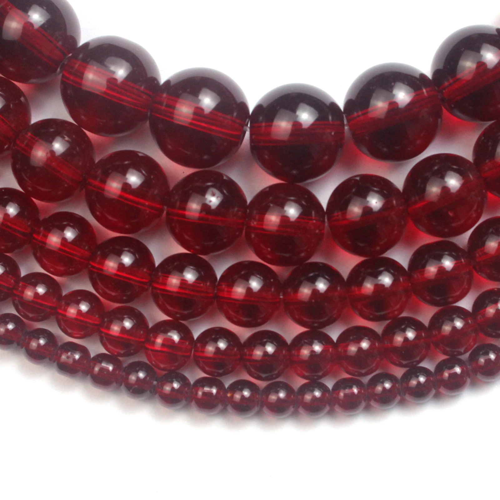 Smooth Garnet Dark Red Glass Loose Beads 15\