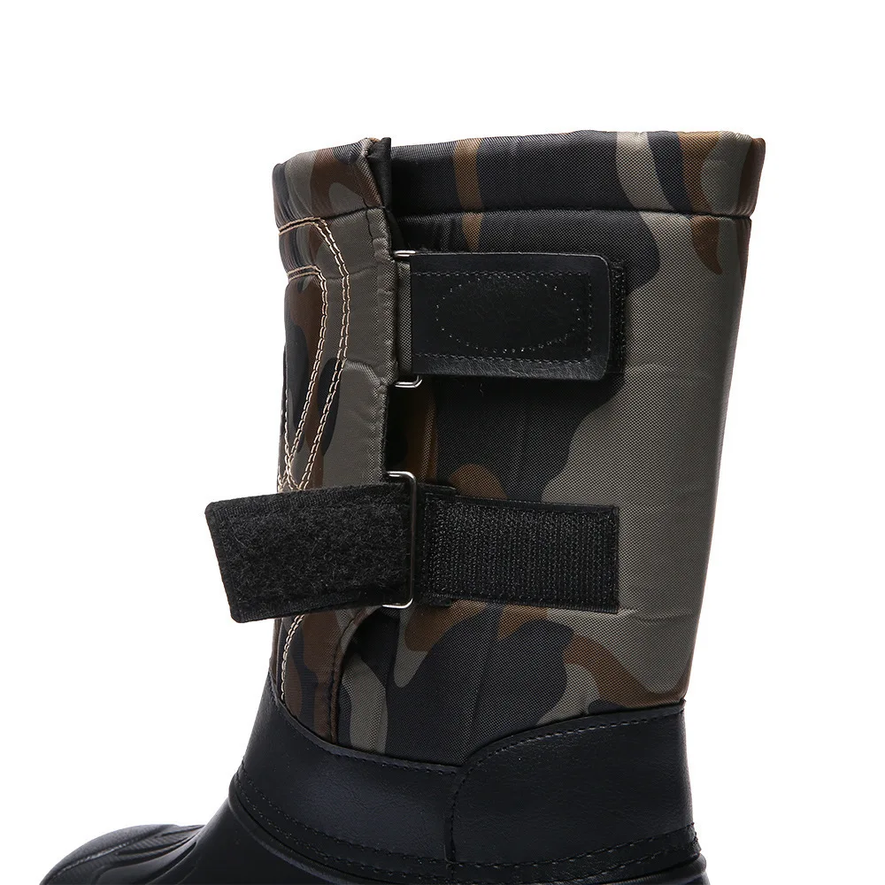 Herren-Winterstiefel mit hohem Schaft, wasserdicht, rutschfest, dick gefüttert, warm, für Outdoor-Wanderungen, Angeln, Tarnmuster, EU-Größe 39-46 – Detail 6
