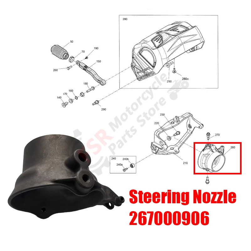 스티어링 노즐, SEA-DOO FISH PRO 170 GTI 90 130 GTI SE 130 170 GTX 230 RXP-X RXT-X 300 Wake 170 Wake Pro 230,267000906 호환