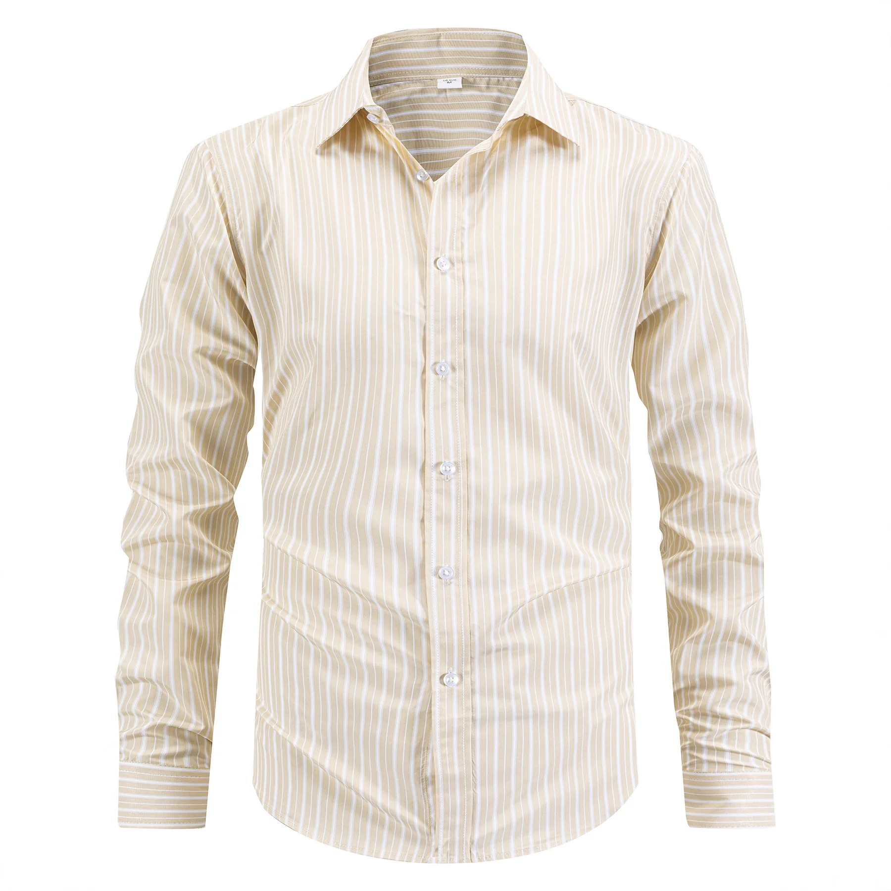 

Long Sleeve Gentleman's Shirt Men's Business Casual Striped Lapel Men's Plus Size Shirt