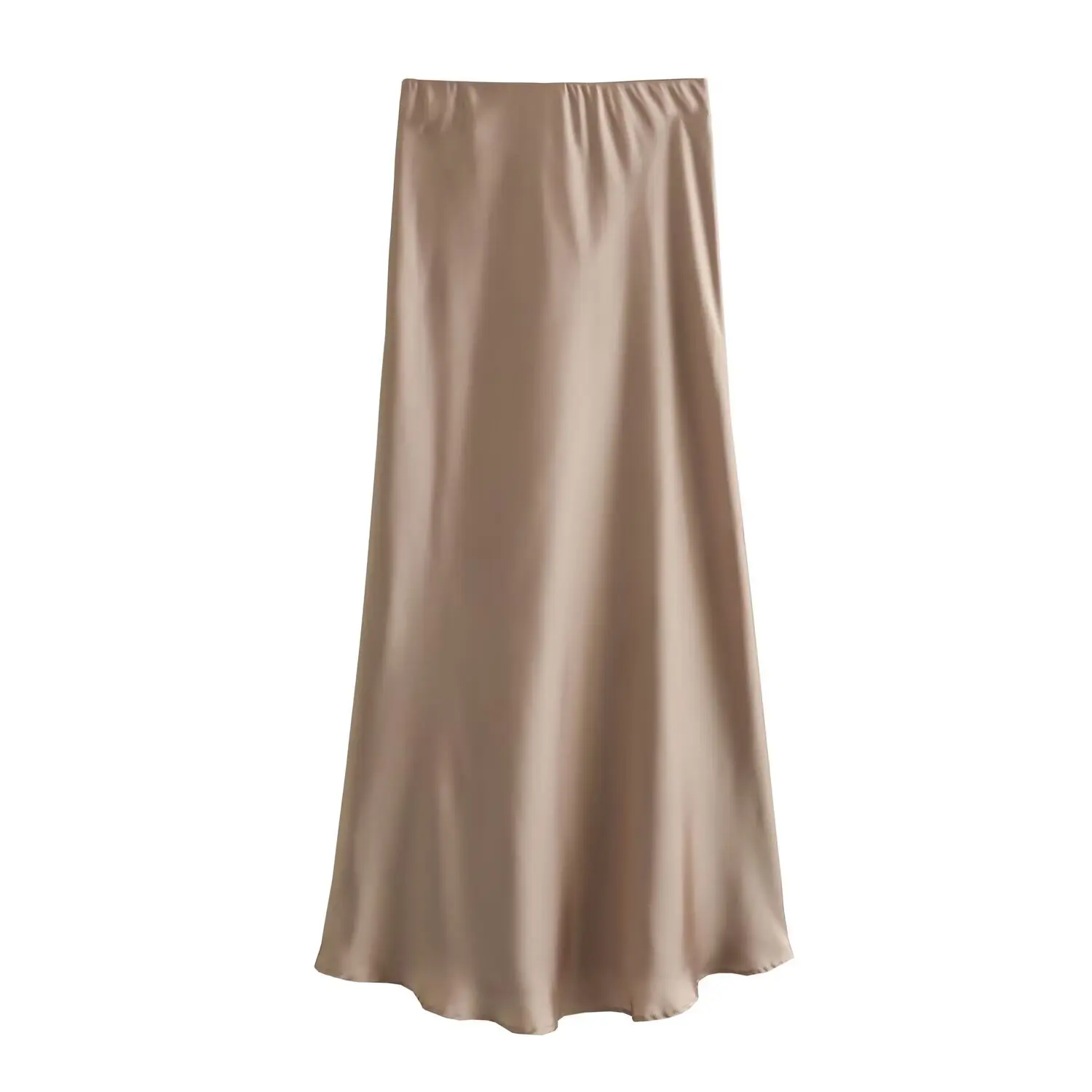 Fashion High Waist Satin Long Skirt Women Vintage Mermaid Maxi Skirt Elegant Office Lady A Line Skirt Stylish Basic Bottom