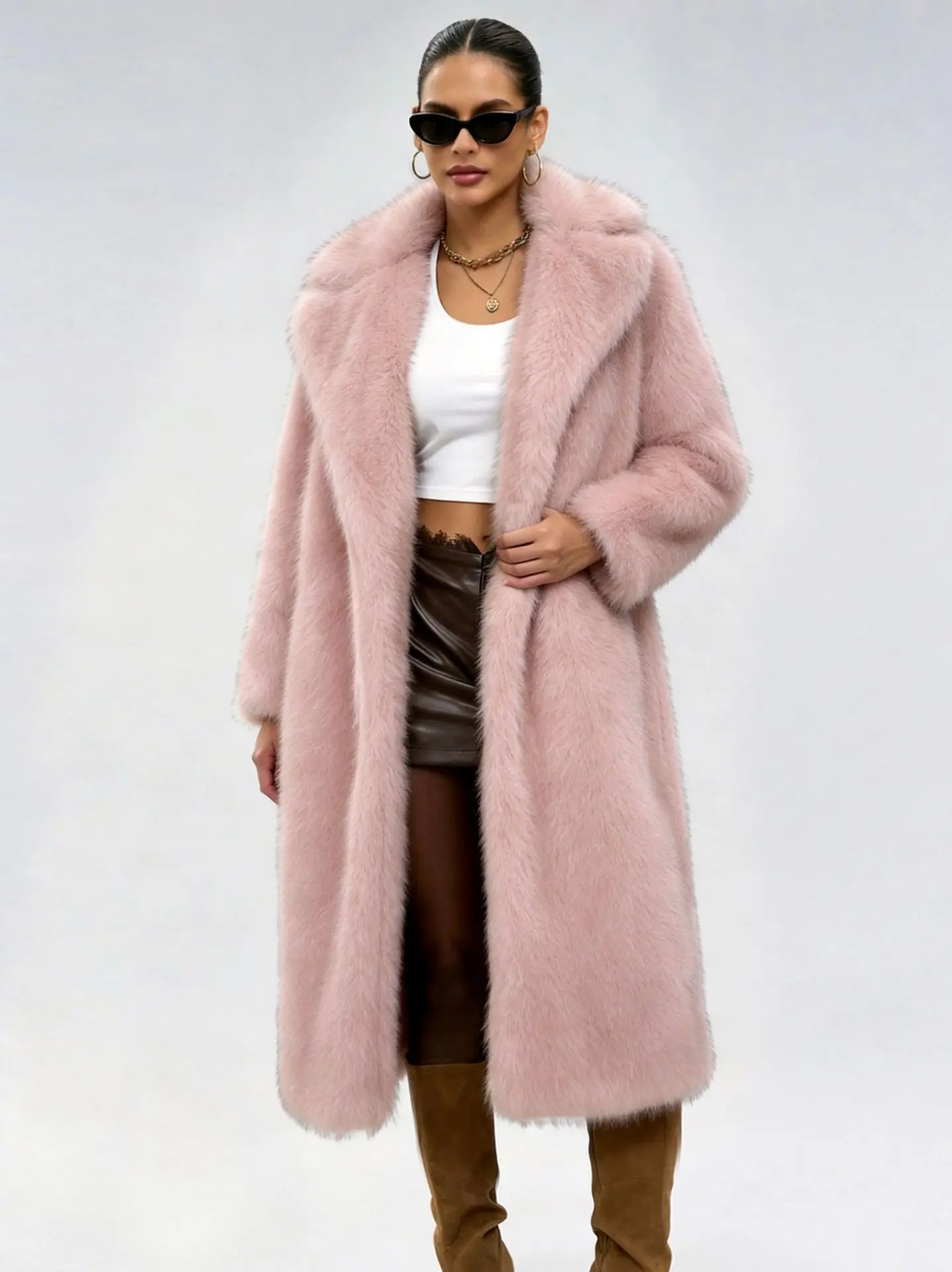 Autumn and winter women's extended imitation fur suit collar coat cross-border hot-selling artificial fur imitation fur coat