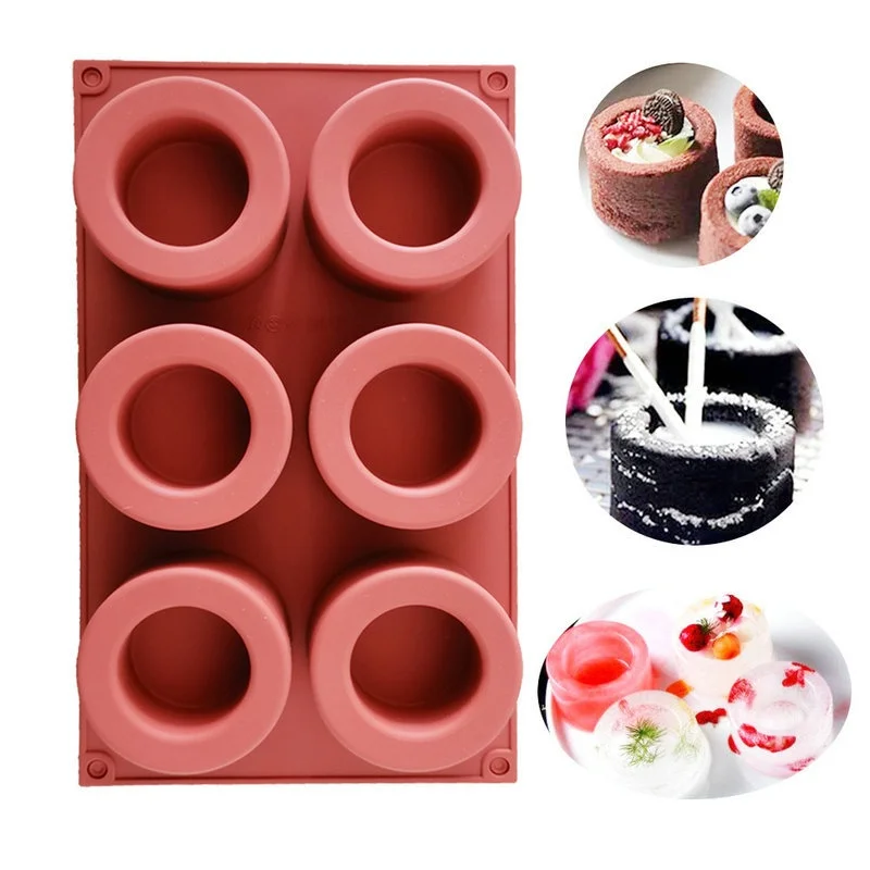 

New Arrival 6 Holes Concave Convex Silicone Round Muffin Cup Cake Mold Aromatherapy Candle Ice Cream Sandwich Mousse Cake Mold