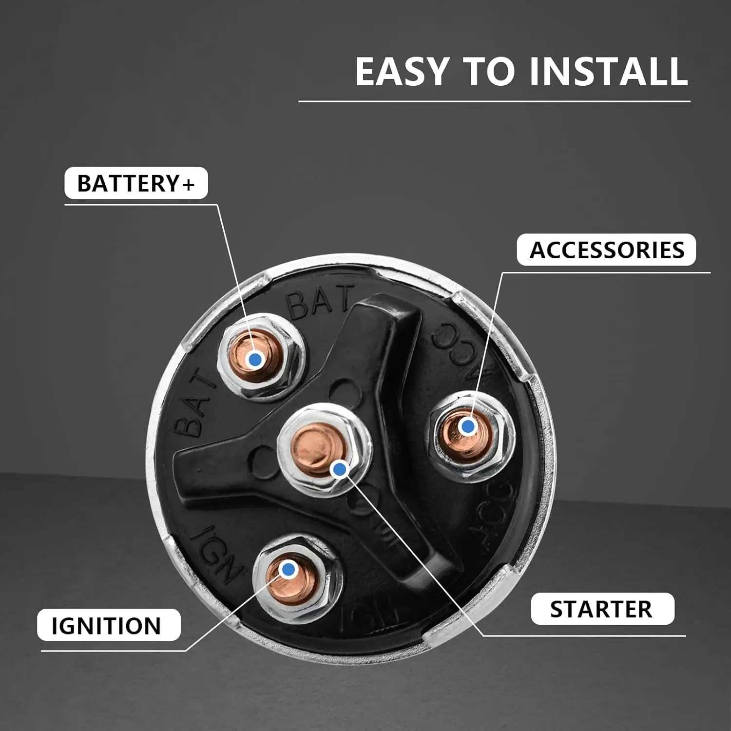 12 V 4-Positionen-Schlüssel-Zündschalter ACC OFF IGN Start mit Schlüsseln Universal für Auto, LKW, Traktor, Gabelstapler, Anhänger, schwere Ausrüstung – Detail 3