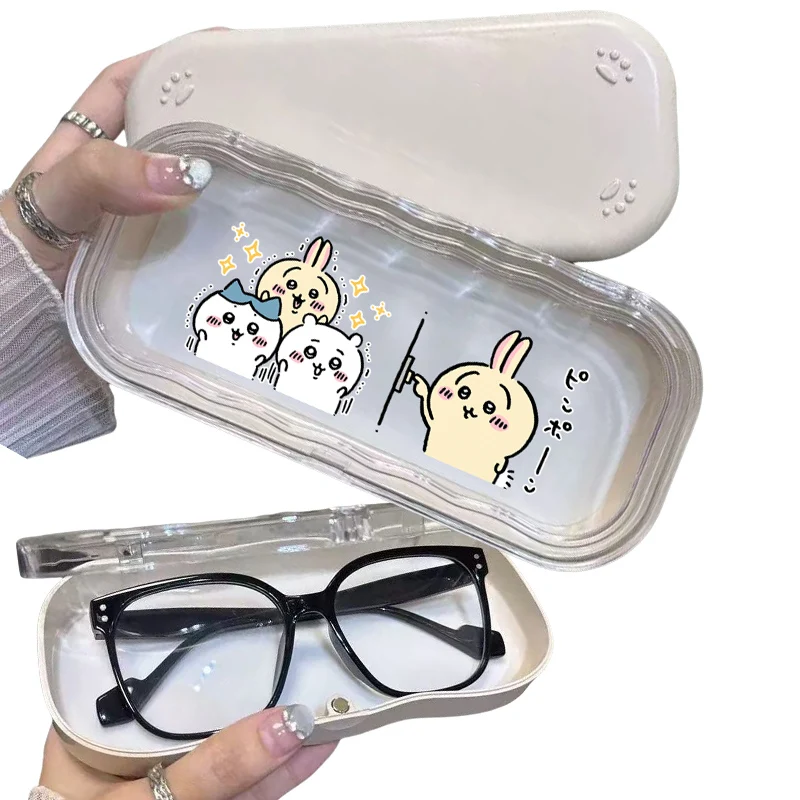

Chiikawa Cartoon Hard Shell Protective Glasses Case Cute Fashion Portable Storage Box for Women Reading Eyewear Protector Gifts