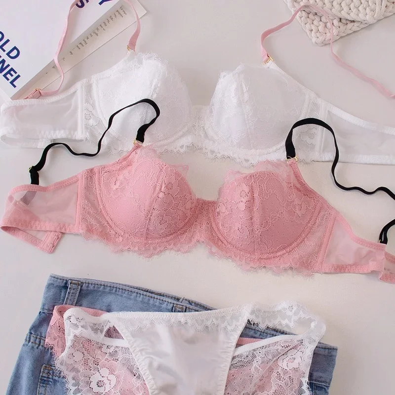 

Тонкое женское нижнее белье, женский бюстгальтер без косточек с эффектом пуш-ап, сексуальный кружевной комплект со стальным кольцом, бюстгальтер и трусики, комплект нижнего белья с бюстгальтером