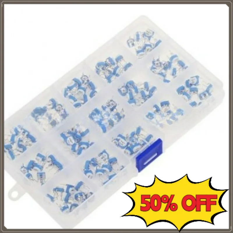 150PCS Adjustable Resistor Combination Blue and white horizontal potentiometer Passive Resistor Variable Resistor Electronic Com