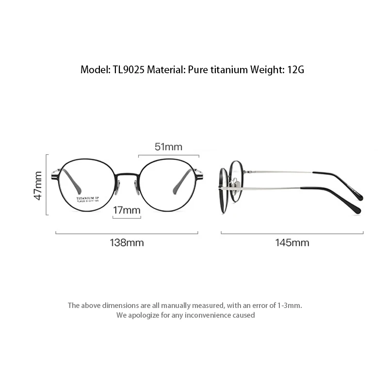 Kacamata bulat Titanium murni Retro pria, Super ringan hitam kacamata resep optik kacamata ukuran kecil bingkai miopia wanita