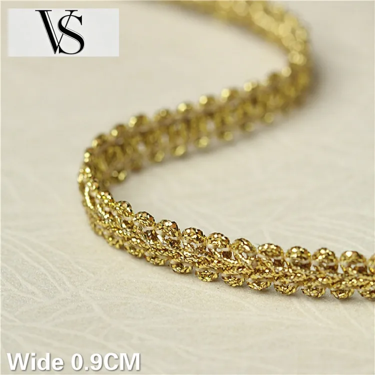 Lace Ribbon Trim Clothing Headwear Webbing Dress Patchwork Handmade Sewing Supplies 0.9CM Silver Wide Golden Polyester 3D