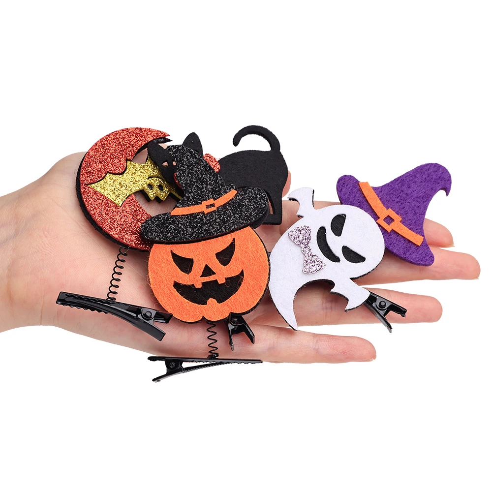 طقم مشابك شعر للهالوين للفتيات ، مشبك شعر ، تأثيري ، حفلات ، إكسسوارات شعر ، شبح ، ساحرة ، قبعة ، يقطين ، باريت ، طفل
