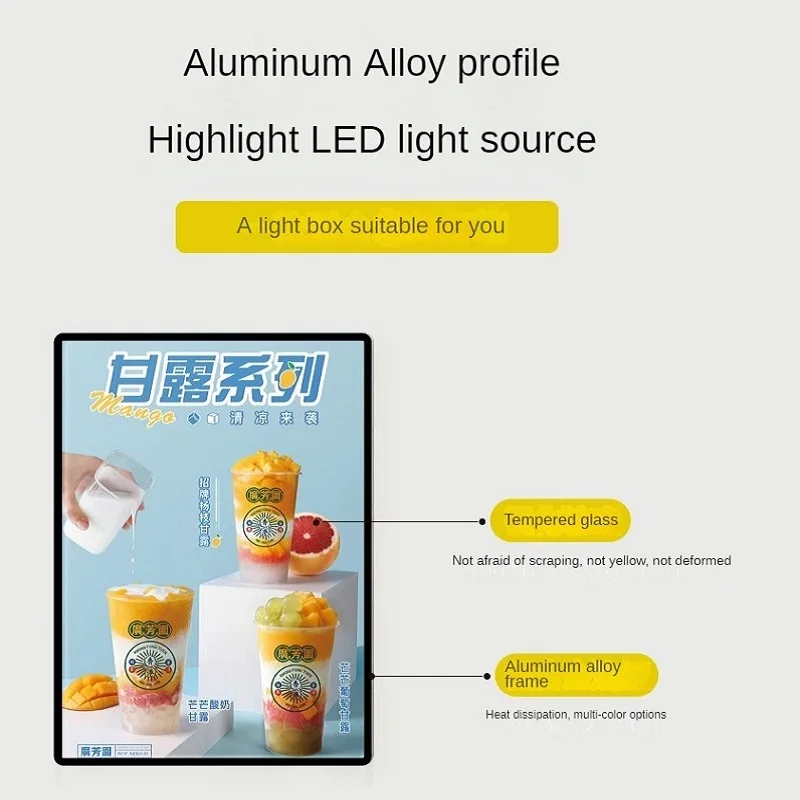 

HISEECON Slim LED Advertising Lightbox Lighted Menu Board Exchangeable Poster Display Drawing Scratch Resistant And Durable