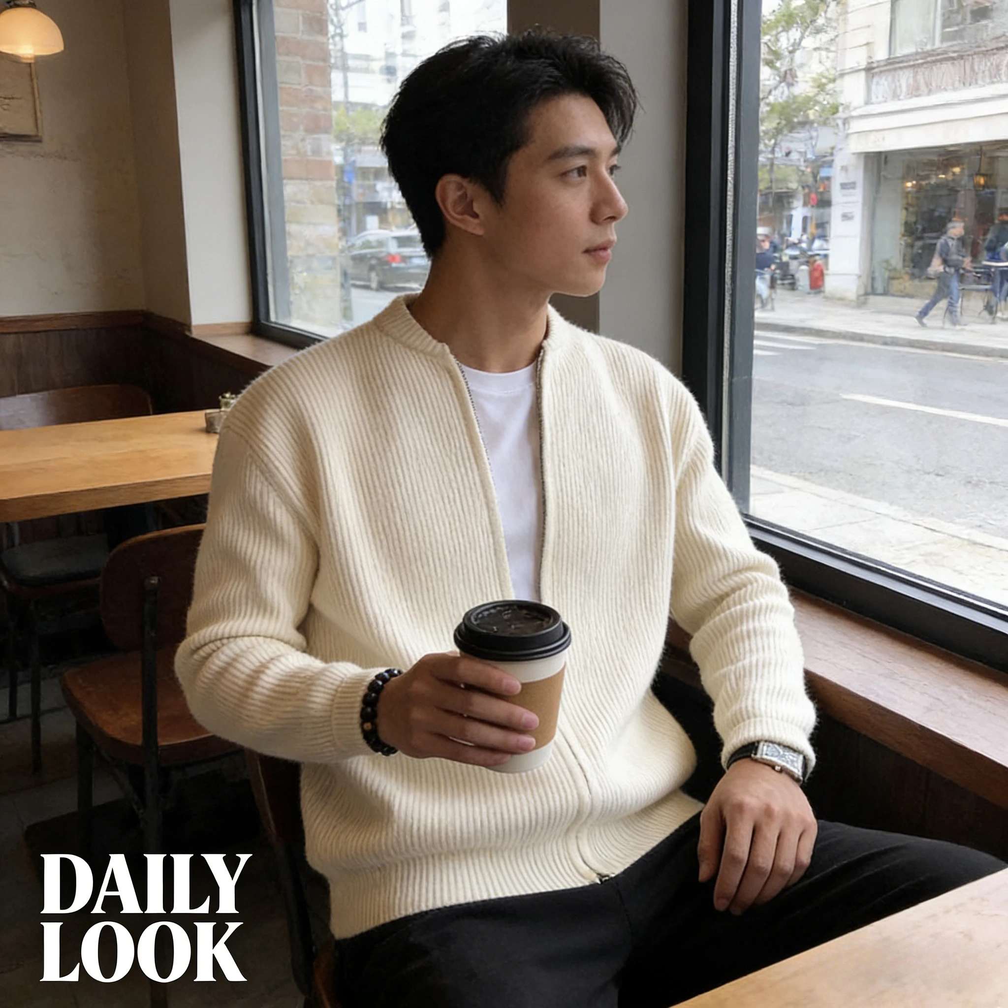 

2026 Autumn Winter New Mens Solid Color Knit Cardigan Casual Slim Fit Sweater Coat Fashion Daily Outerwear