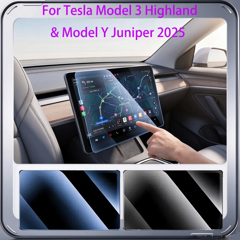 For Tesla Model Y Juniper Model 3 Highland Tempered Glass Screen Protector Front & Rear Display Protective Film Car Accessories