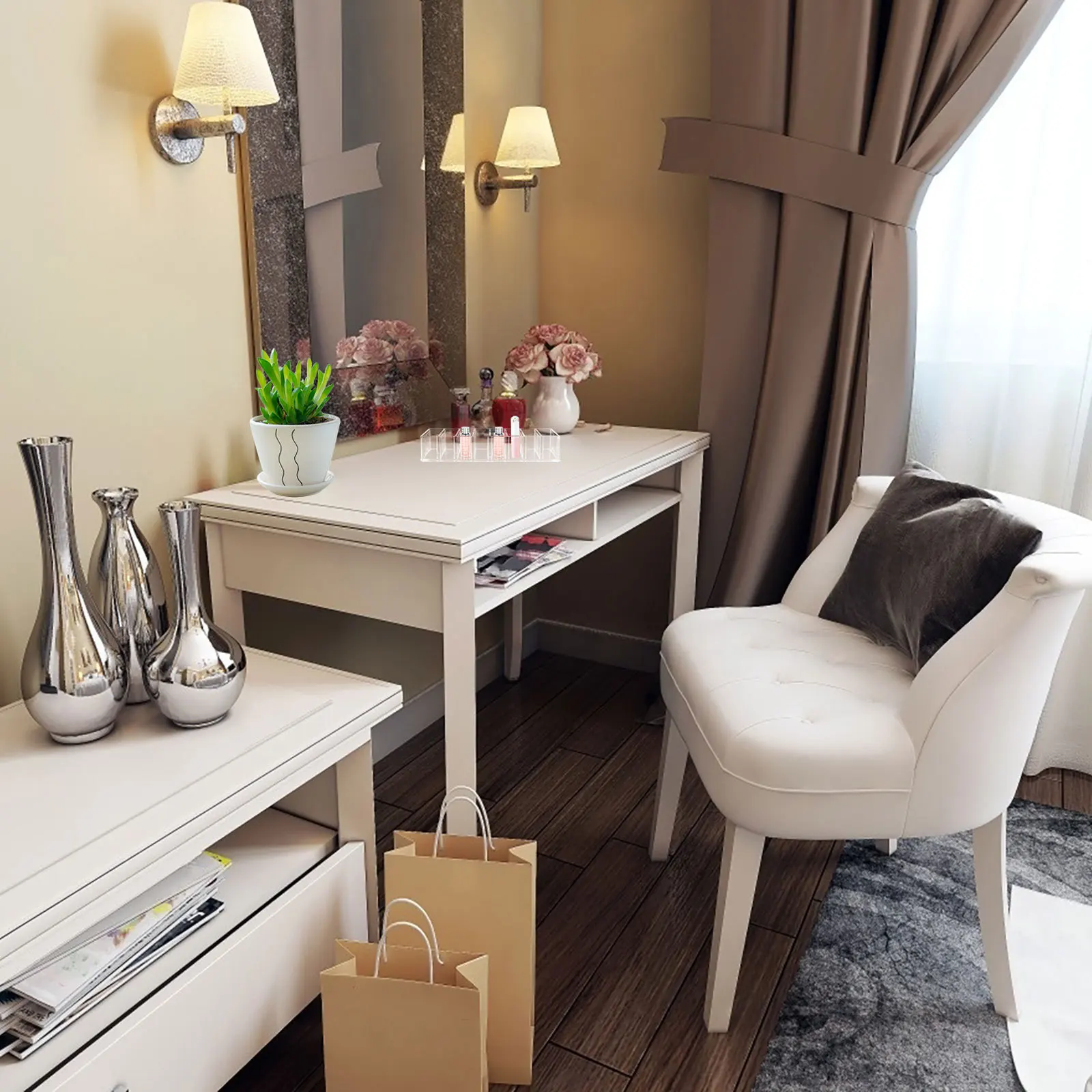 

2 Pcs Powder Storage Box Eyeshadow Palette Organiser Divided Plastic Makeup Organizer Shadows Desktop Countertop for Cosmetics