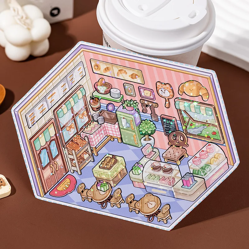 3D-Cartoon-Figuren, handgefertigt, DIY-Aufkleber, Taschenhütte, Szene, Stapeln, Einfügen, Weihnachten, Geburtstag, Geschenk für Kinder, P581