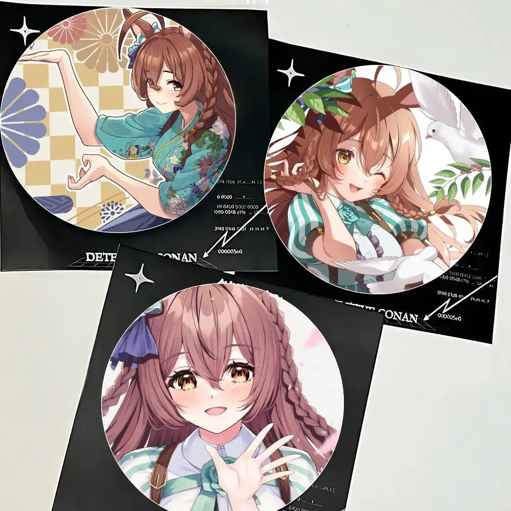 Mejiro Bright Anime Uma Musume Round Badge Lapel Pins For Backpacks Briefcase Laser Brooch Clothes Gifts