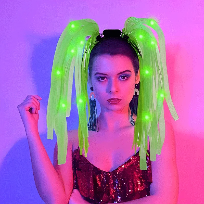 

Newest Colorful Wire Hair band Beautiful Headwear for Neon Glow Party LED hair lights Fluorescent Party Props