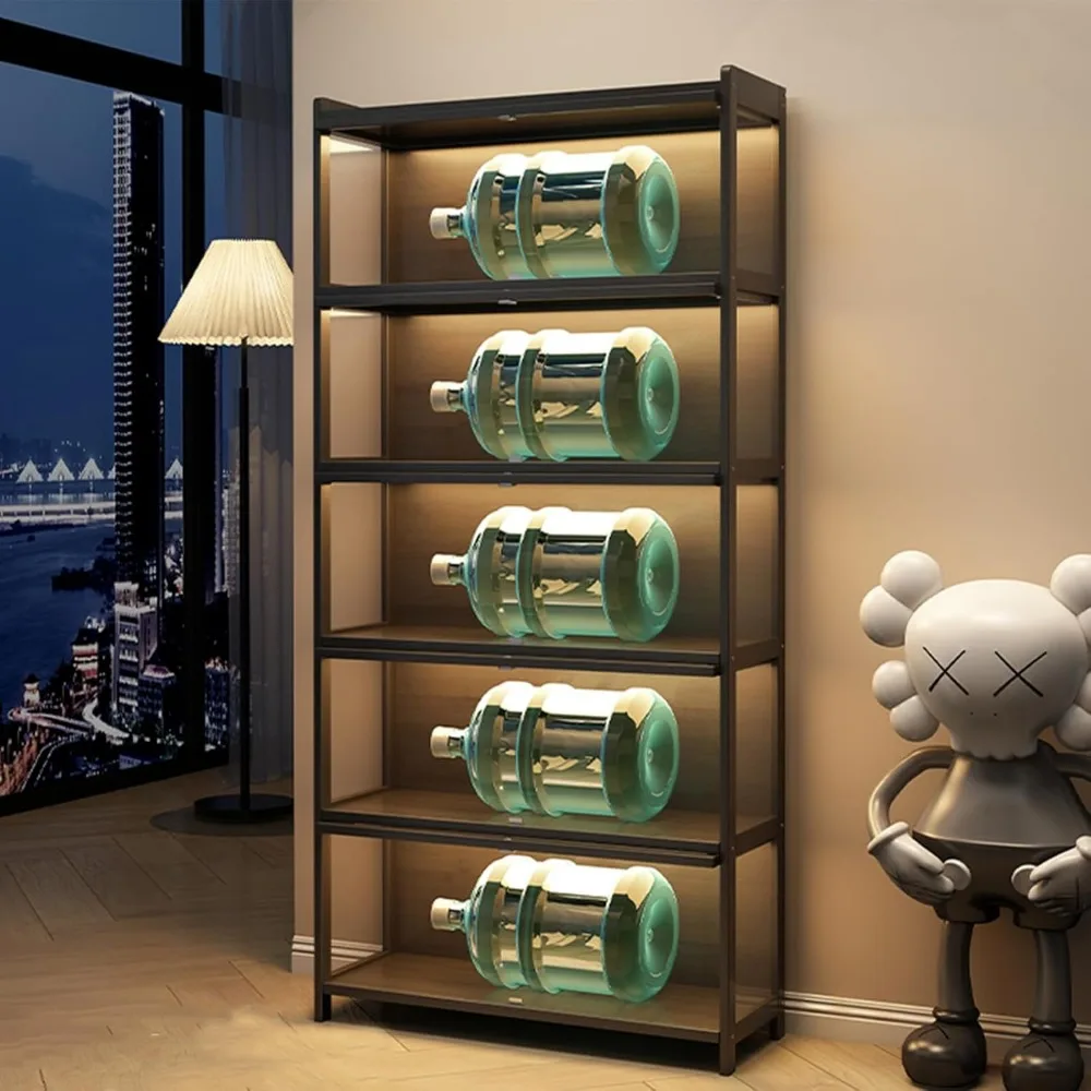 5-Tier Acrylic Glass Curio Cabinet with Adjustable Shelves for Large Storage