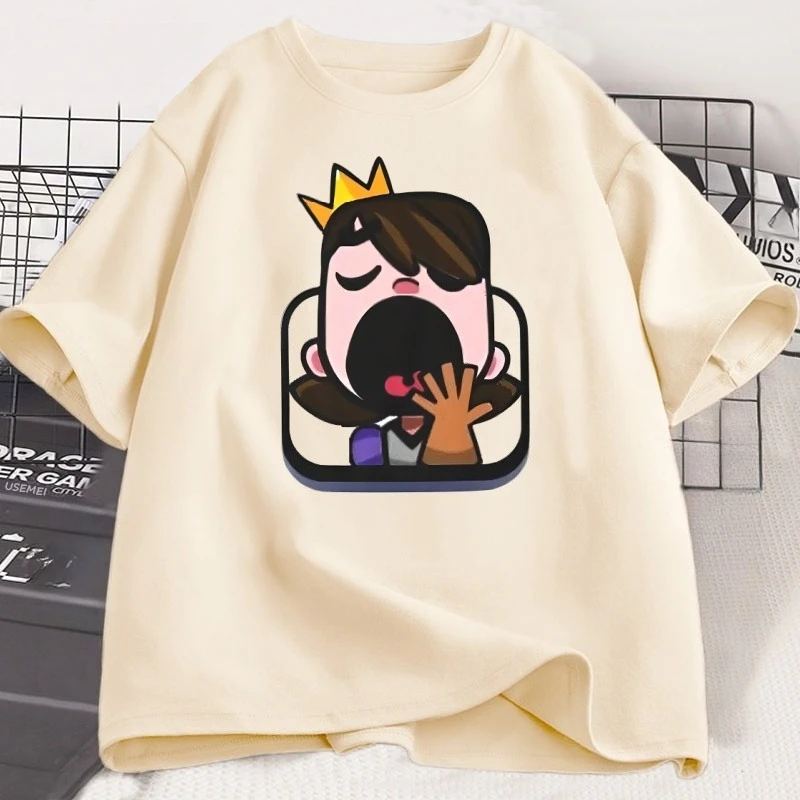 كلاش رويال الأميرة يون تي شيرت الرجال النساء السببية قصيرة الأكمام تي شيرتات عجيبة ملابس للرجال Harajuku الشارع الشهير تنفس