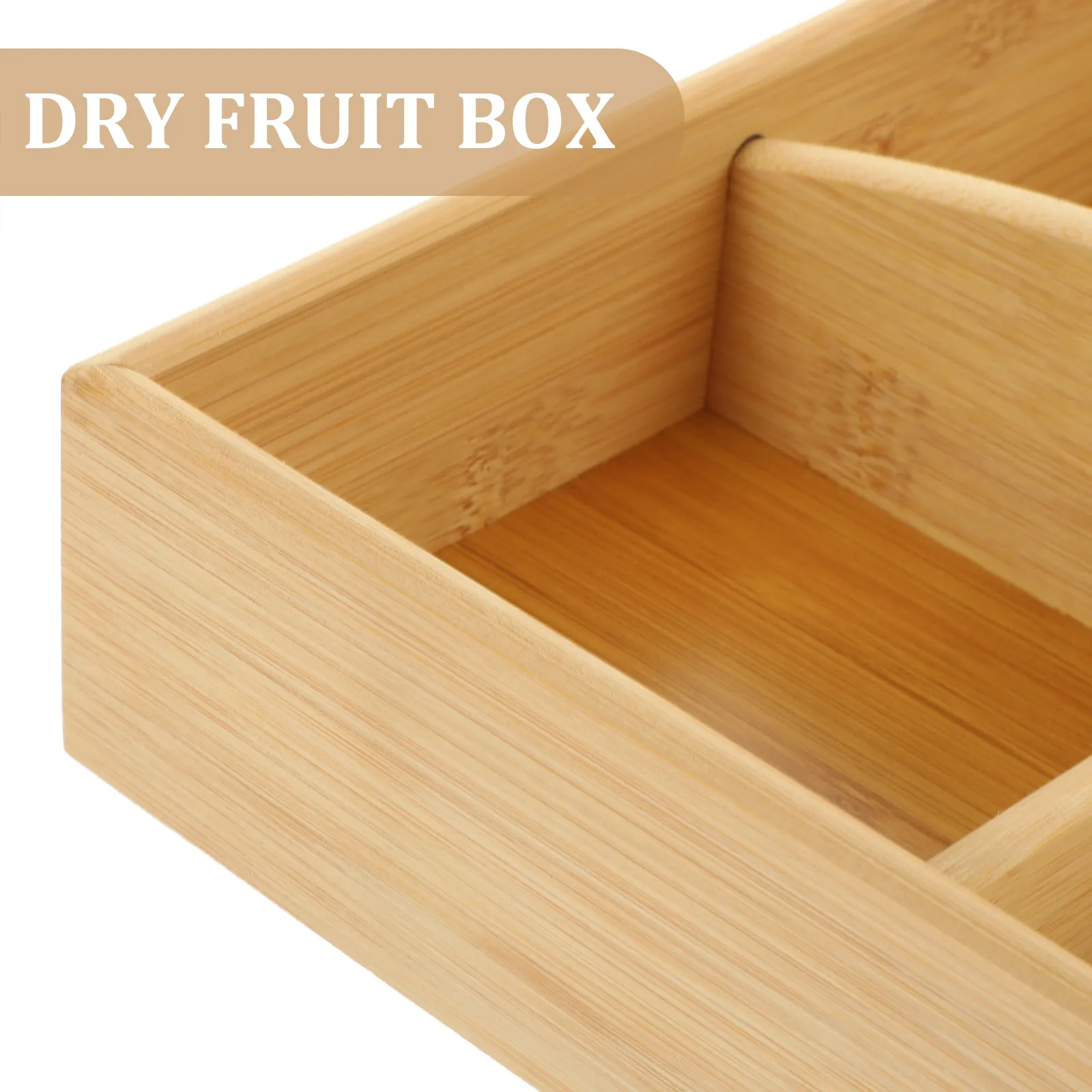 

Dry Fruit Dessert Box Wood 4-Compartment Snack Container Hollow Handle Serving Tray for Kitchen Home Decoration Bread