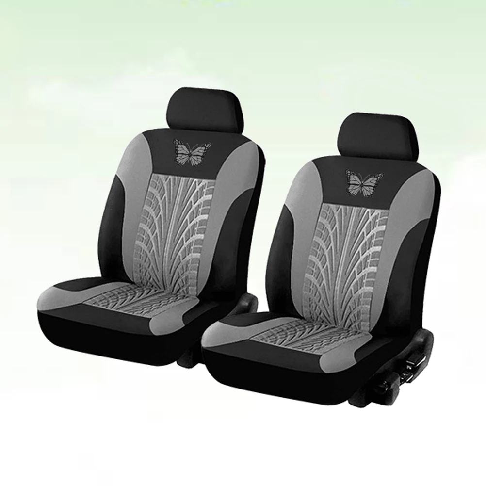 2pcs Car Seat Covers Universal Fit Durable Wear Resistant Comfortable Seat Protector Decorative Pattern Auto Interior Accessory