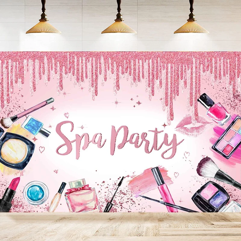 Spa Party Photography Backdrop For Girls Sweet Birthday Background Banner For Girl Women Spa Day Make up Theme Party Decoration