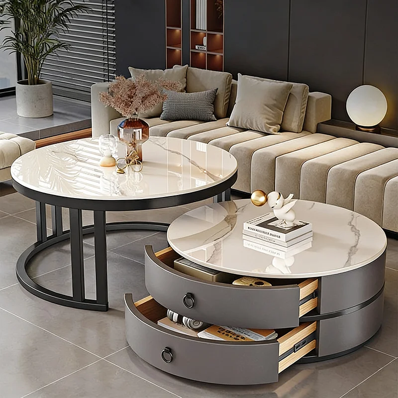 

European Elegant Coffee Tables Multifunction Trendy Modern Minimalist Coffee Tables With Drawers Storage Mesa Centro Furniture