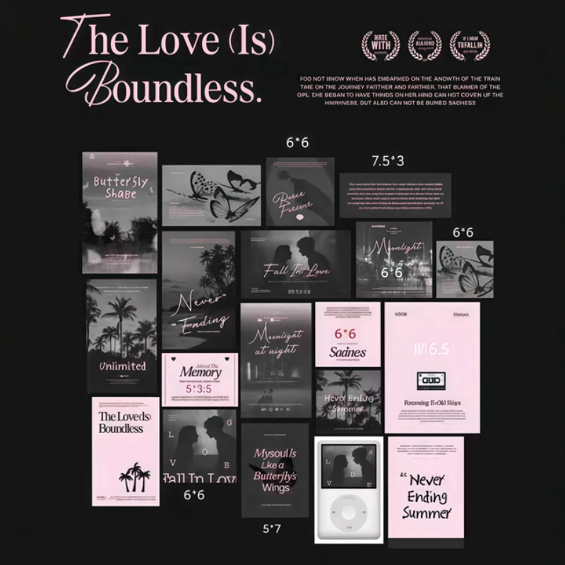 

38Pcs Korean INS Pink Black Ballet Style Stickers Aesthetic Girls Scrapbook Journal DIY Deco Cute Kpop Photo Card Packing Decal