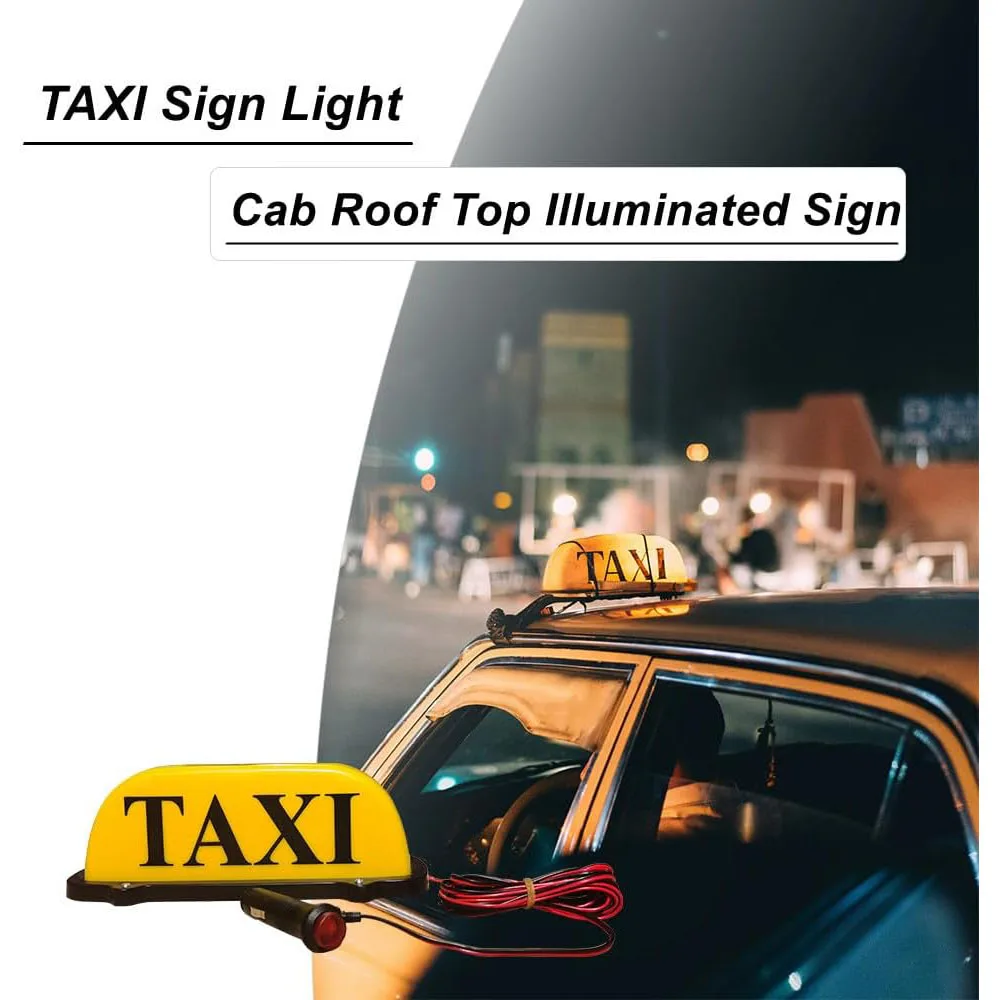 ضوء علامة TAXI، علامة مضيئة لسطح سقف كابينة TAXI، إضاءة تاكسي مختومة مقاومة للماء مع قاعدة مغناطيسية، علامة تاكسي ذات غلاف أصفر #6