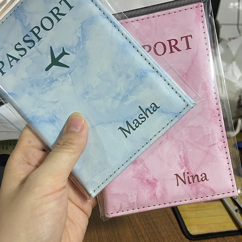 Grabado láser, nombre personalizado, porta pasaporte, billetera de viaje, funda de mármol para pasaporte, funda para pasaporte con nombres personales