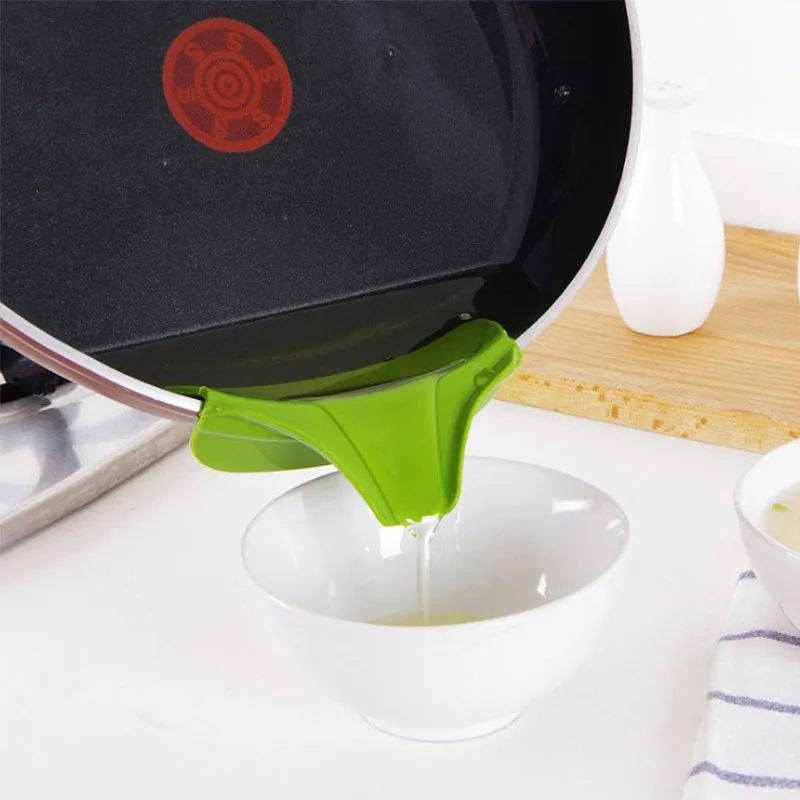 1/2PCS Kitchen Funnel,Creative Clip-on Silicone Strainer for Pots Pans And Bowls,Anti-Spill Liquid guide nozzle Kitchen Gadget
