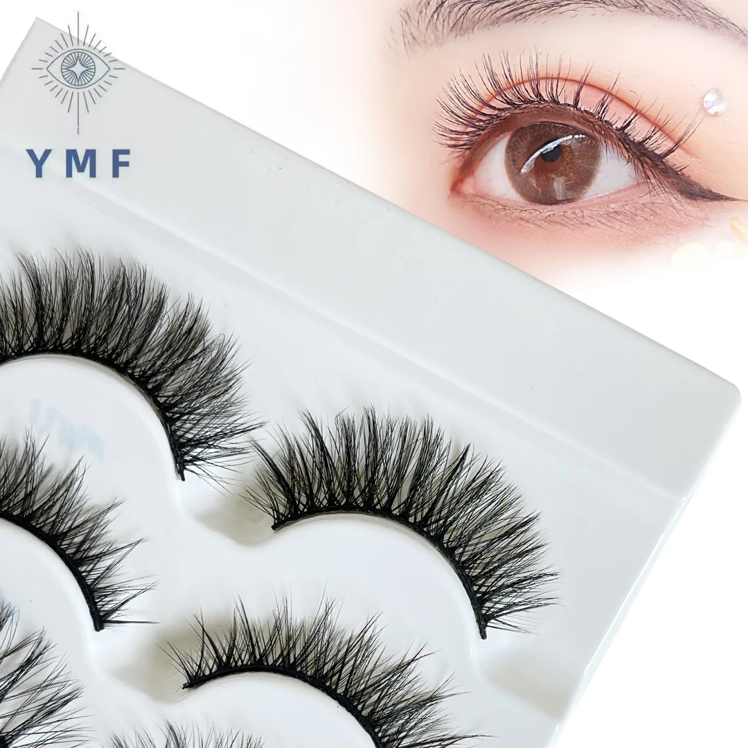 New 5 Pairs Lashes D Curl 10-16mm  Lashes 6D  Eyelashes Reusable Fluffy Russian Strip Lashes Eyelashes Extensions