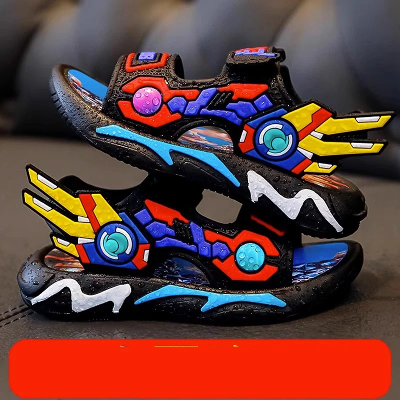 

Детские сандалии для мальчиков, летняя спортивная пляжная обувь, дышащая детская обувь на нескользящей мягкой подошве для маленьких мальчиков