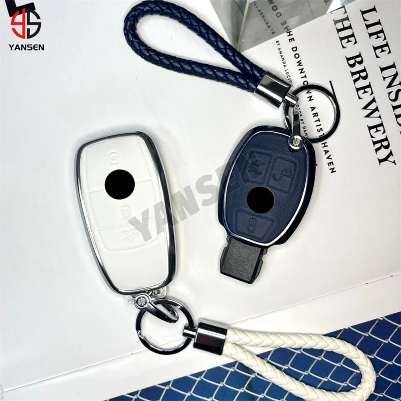 

For Mercedes Benz Leather Metal Keycase Key Ring Smart Key Ring Key Cover For W205 W213 New Key fob